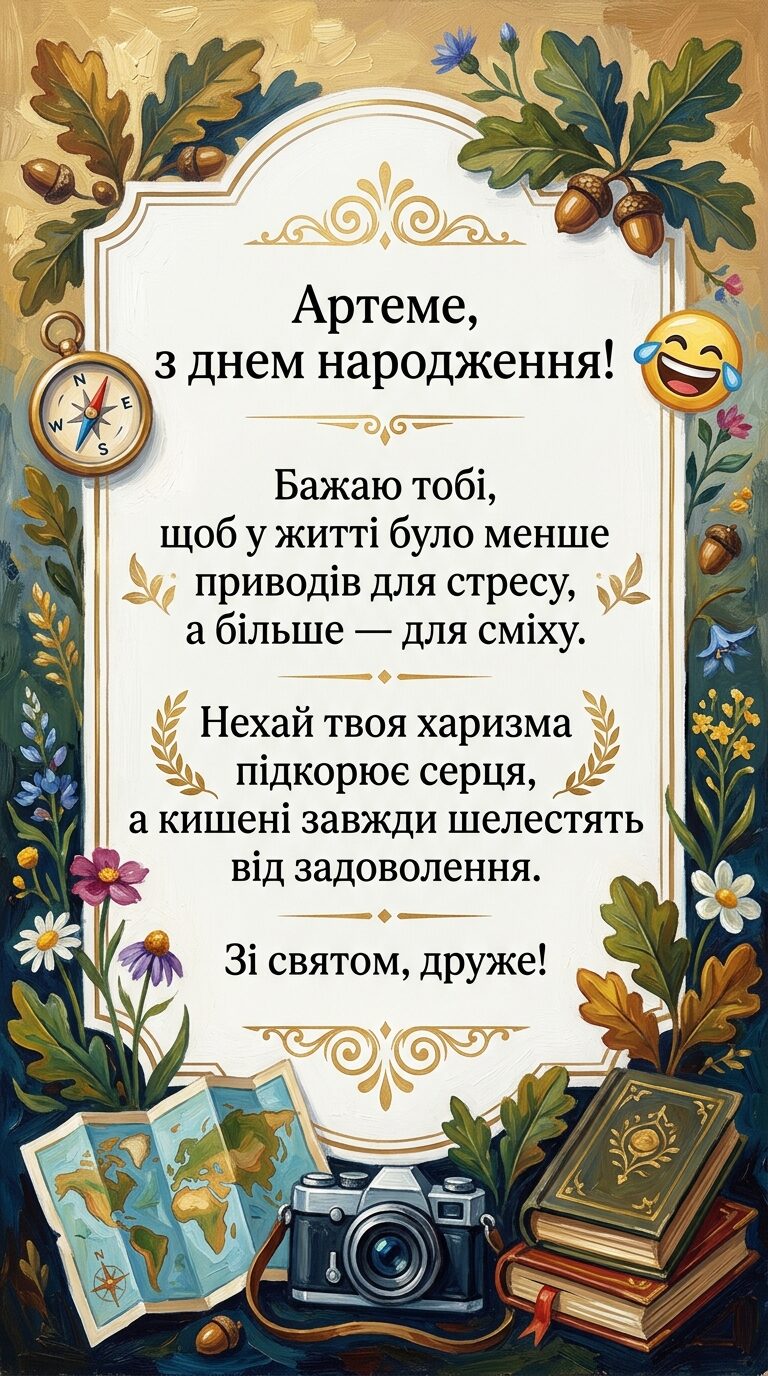 Прикольні вітання для Артема з гумором - картинка