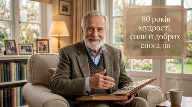Тепле привітання чоловікові з 80-річним ювілеєм у родинному колі