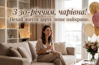 Яскрава листівка з привітанням з 30-річчям жінці