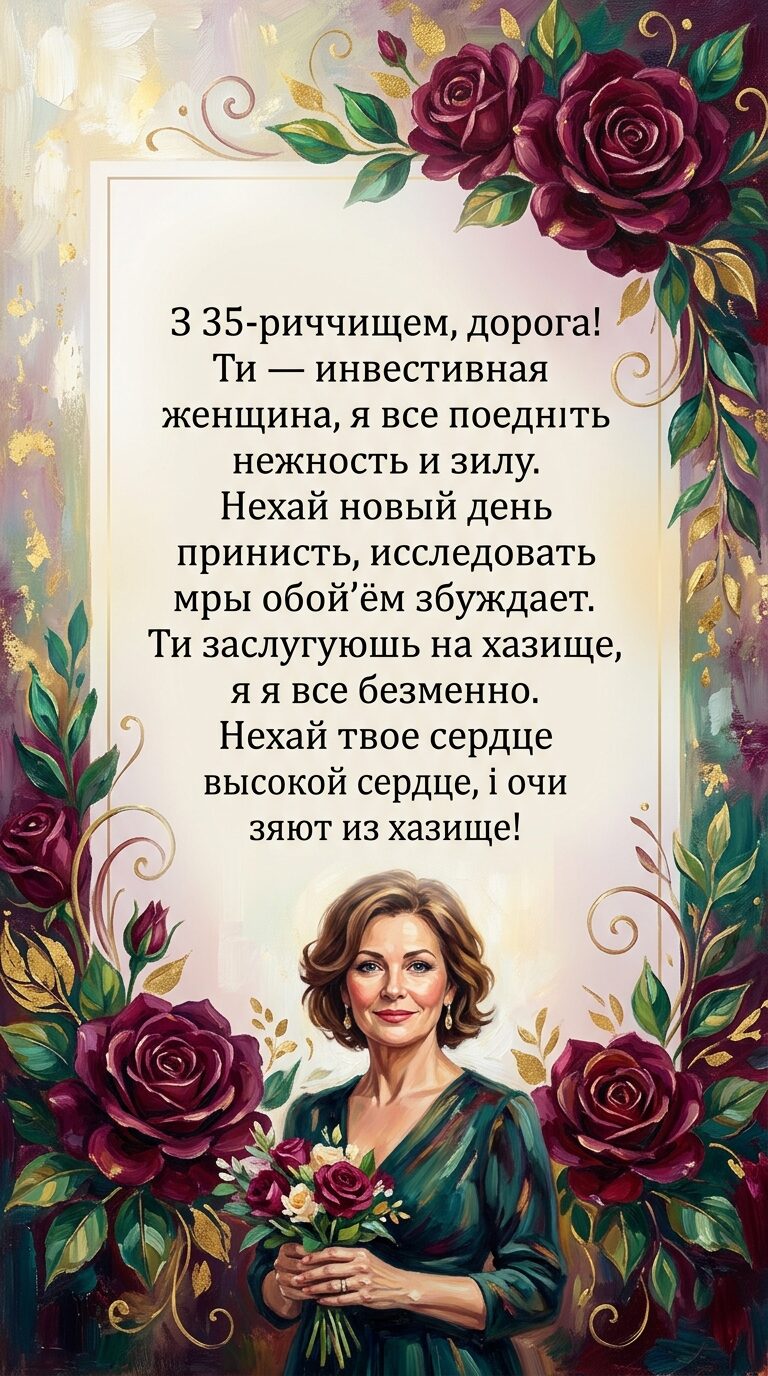 Щирі привітання з 35-річчям жінці своїми словами - картинка