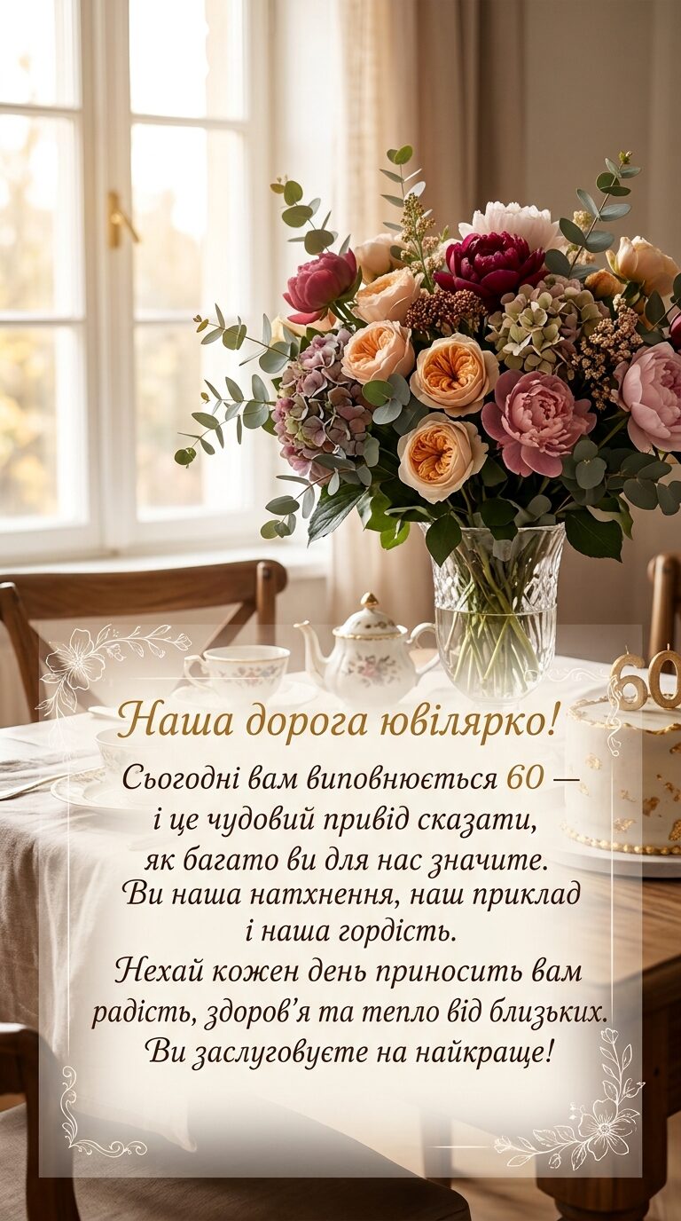 Щирі привітання з 60-річчям жінці у прозі - картинка