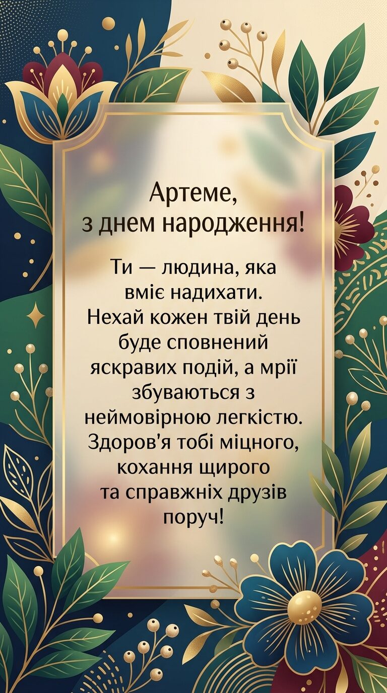 Щирі вітання Артему з Днем народження своїми словами - картинка