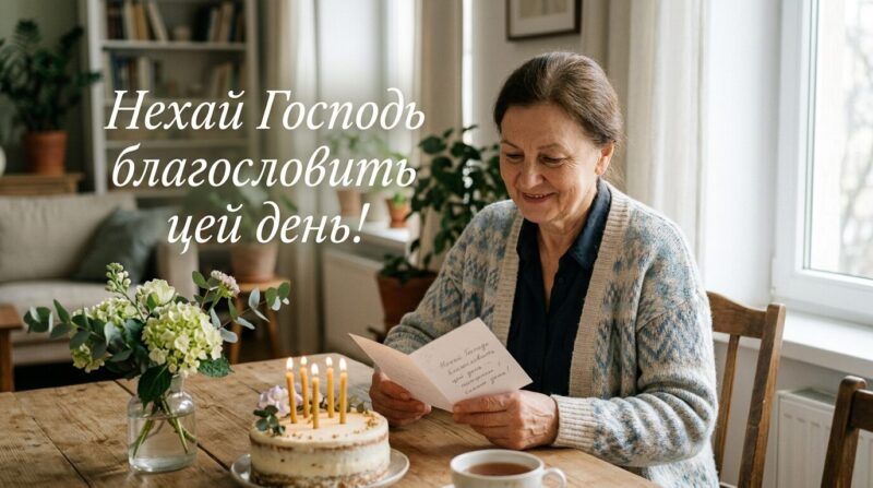 Церковне привітання з днем народження зі свічкою та Біблією