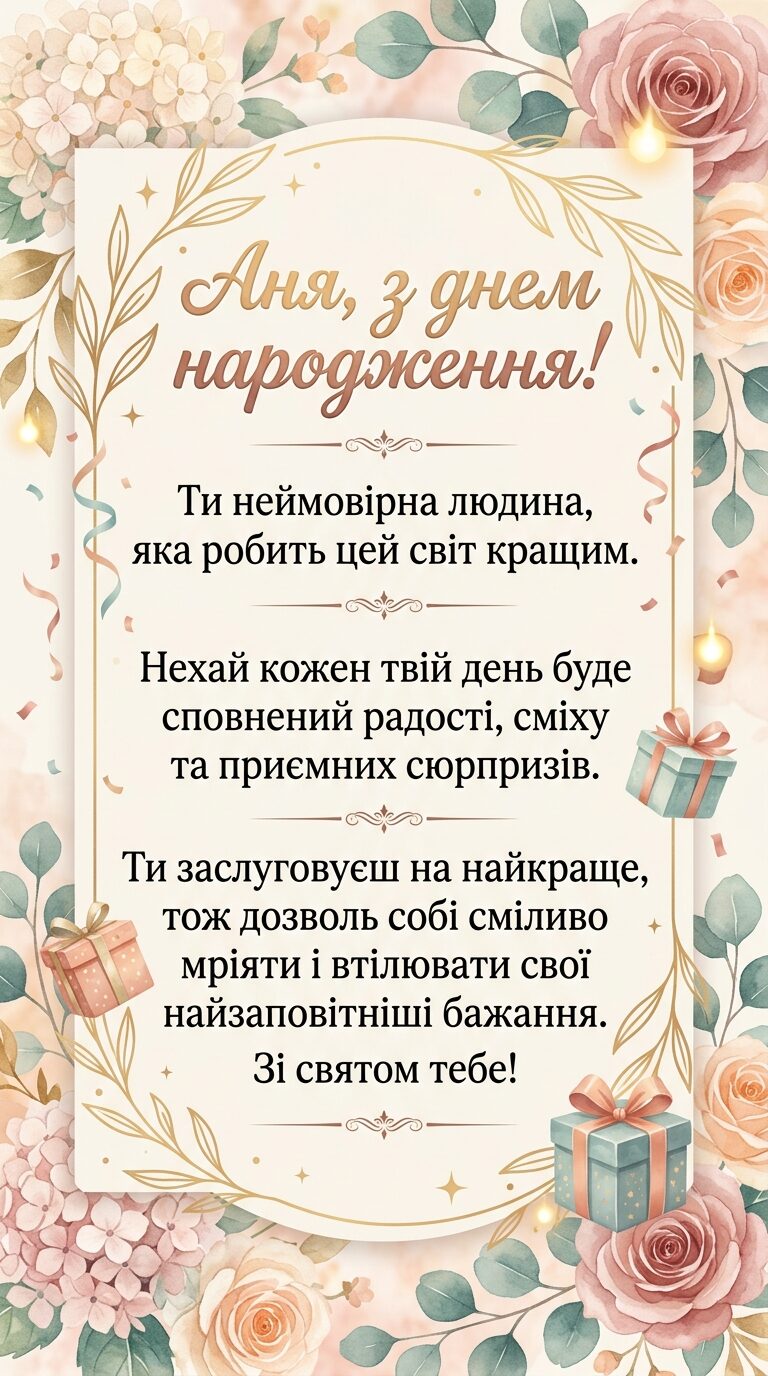 З Днем народження Аня українською: щирі слова в прозі - картинка