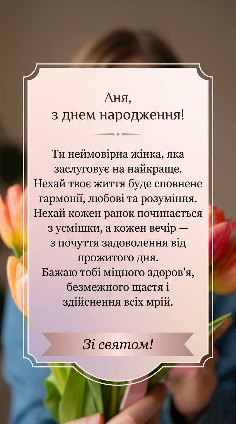 З Днем народження Аня в прозі: красиві та зворушливі побажання - картинка