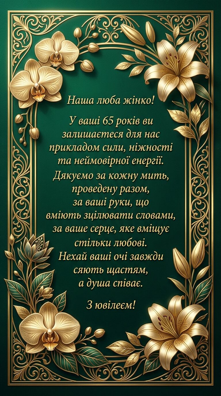 Зворушливі привітання з 65-річчям жінці до сліз - картинка
