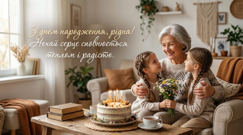 Квіти та теплі слова для бабусі на день народження