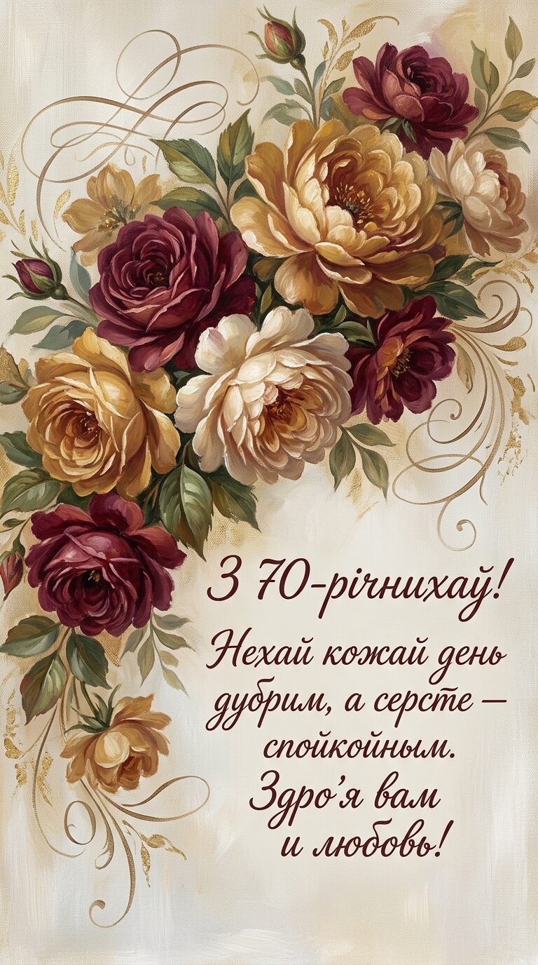 Короткі привітання з 70-річчям жінці: легко запам’ятати й сказати - картинка