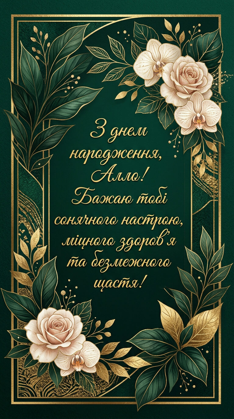 Короткі привітання з днем народження Аллі для СМС і соцмереж - картинка
