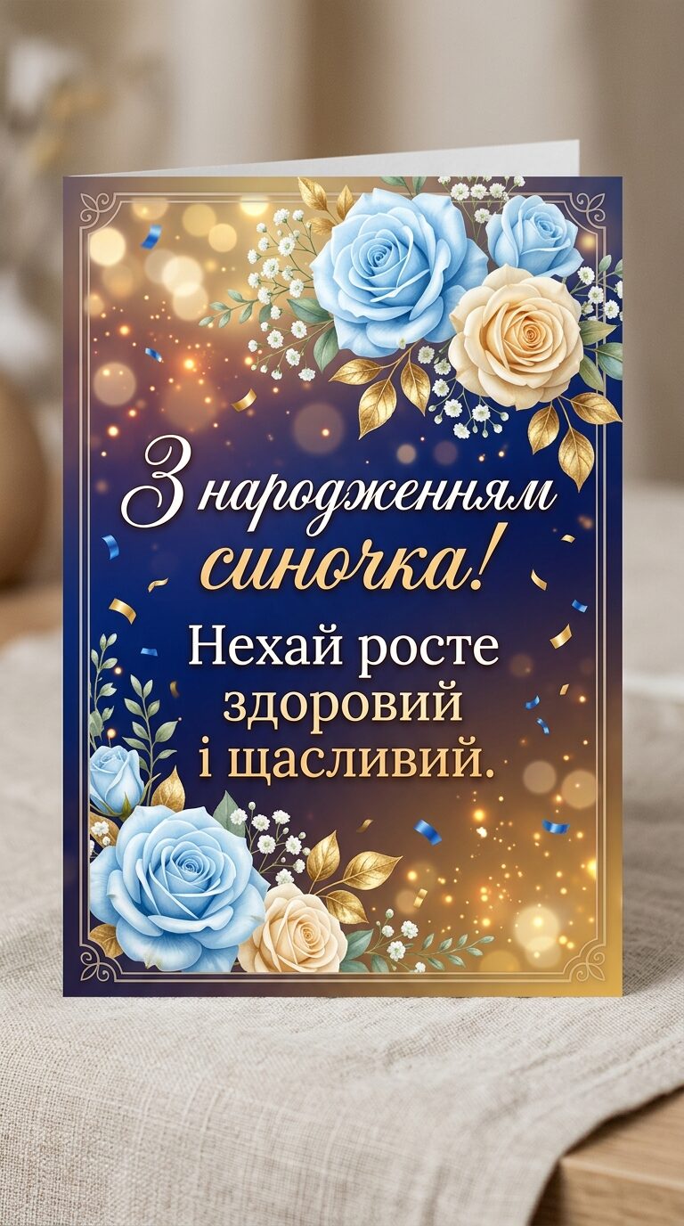 Короткі привітання з народженням сина для месенджерів і листівок - картинка