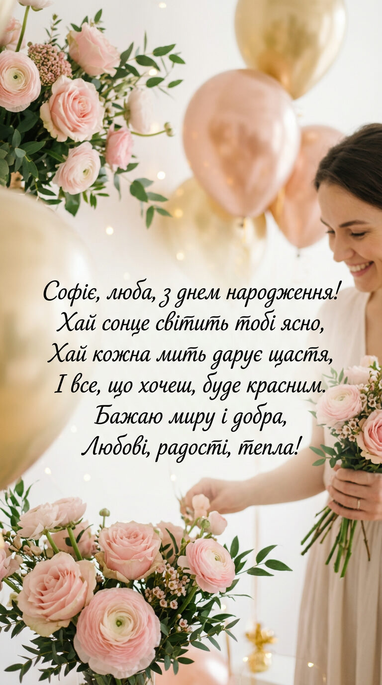 Красиві вірші з Днем народження Софія українською - картинка