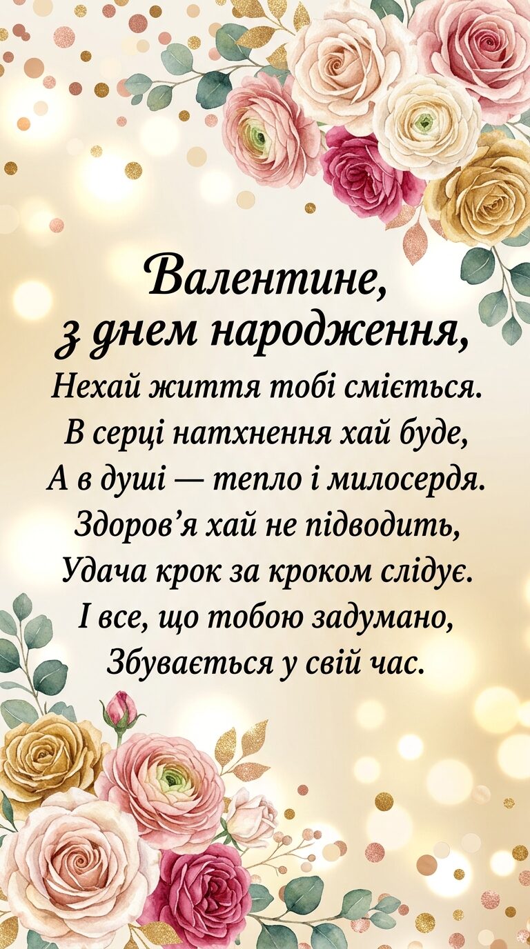 Красиві вірші з днем народження Валентина - картинка