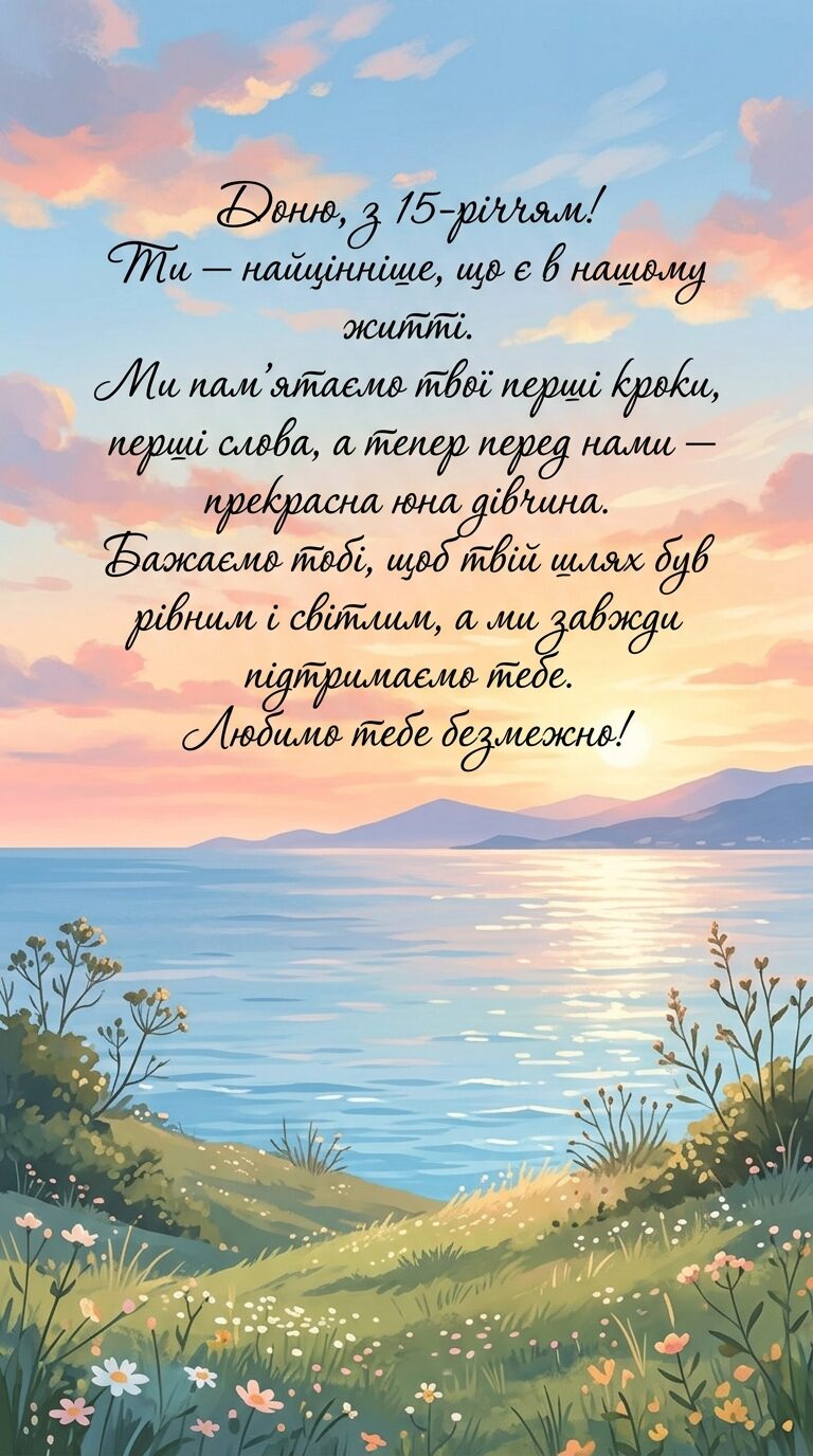 Привітання з 15-річчям своїми словами: проза для доньки та похресниці - картинка