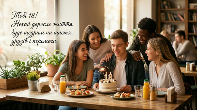 Святкова листівка до 18 річчя хлопцю з теплими побажаннями