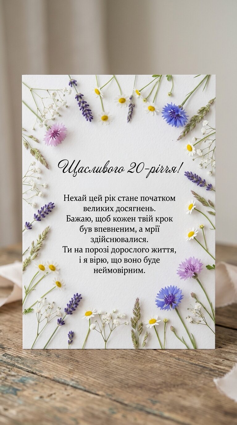 Привітання з 20-річчям хлопцю своїми словами - картинка
