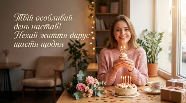 Святкова композиція з квітами, подарунками та цифрою 25 для привітання дівчини