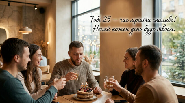 Святкова картинка з 25-річчям хлопцю з теплими побажаннями