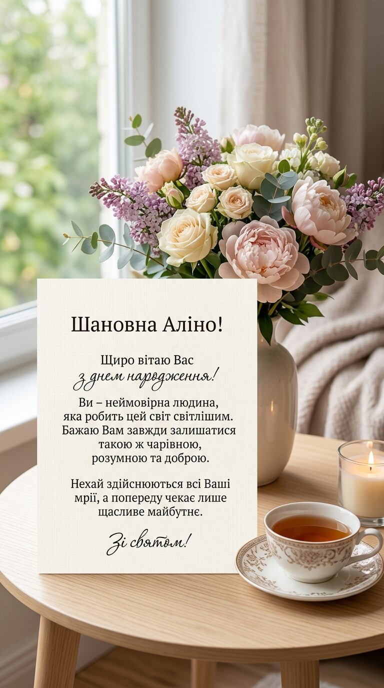 Щирі привітання з днем народження Аліні своїми словами - картинка 1
