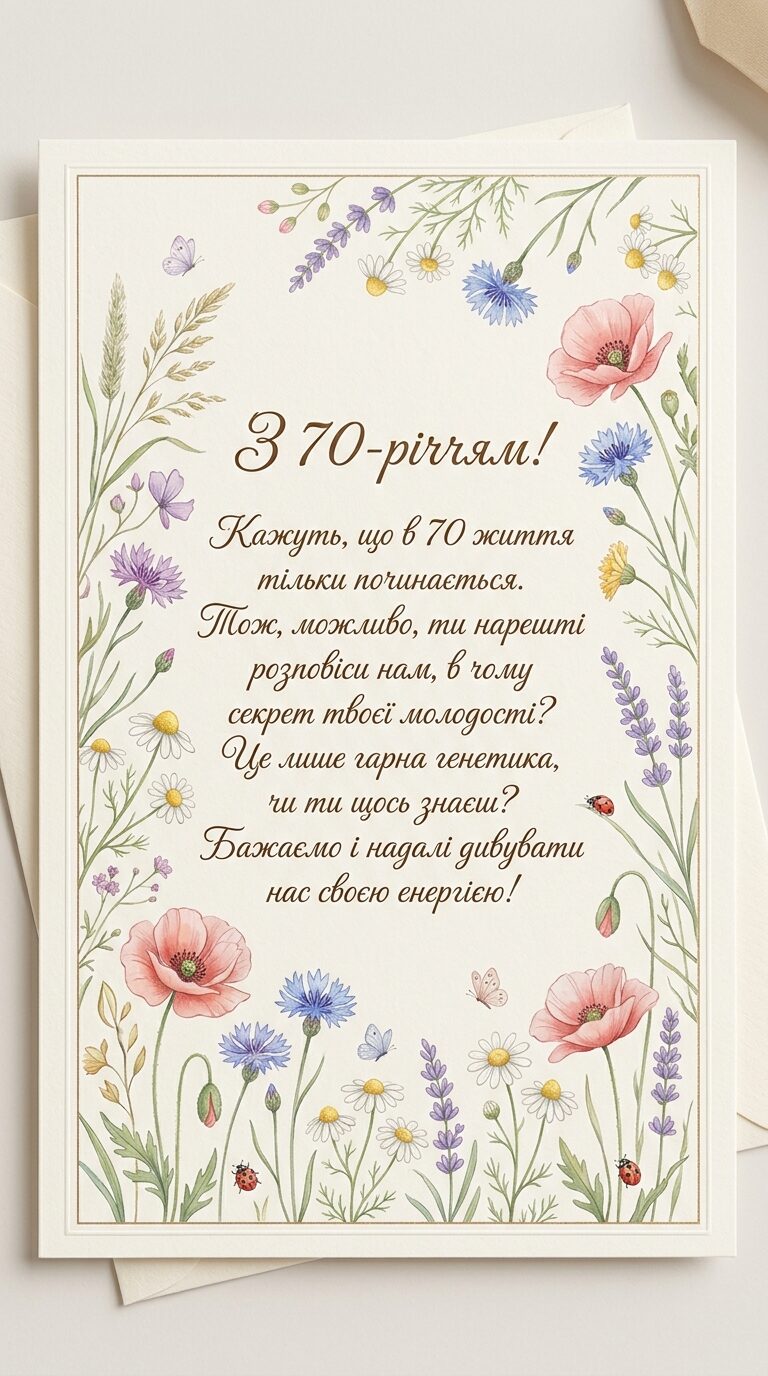 Жартівливі привітання з 70-річчям жінці: з усмішкою та гумором - картинка