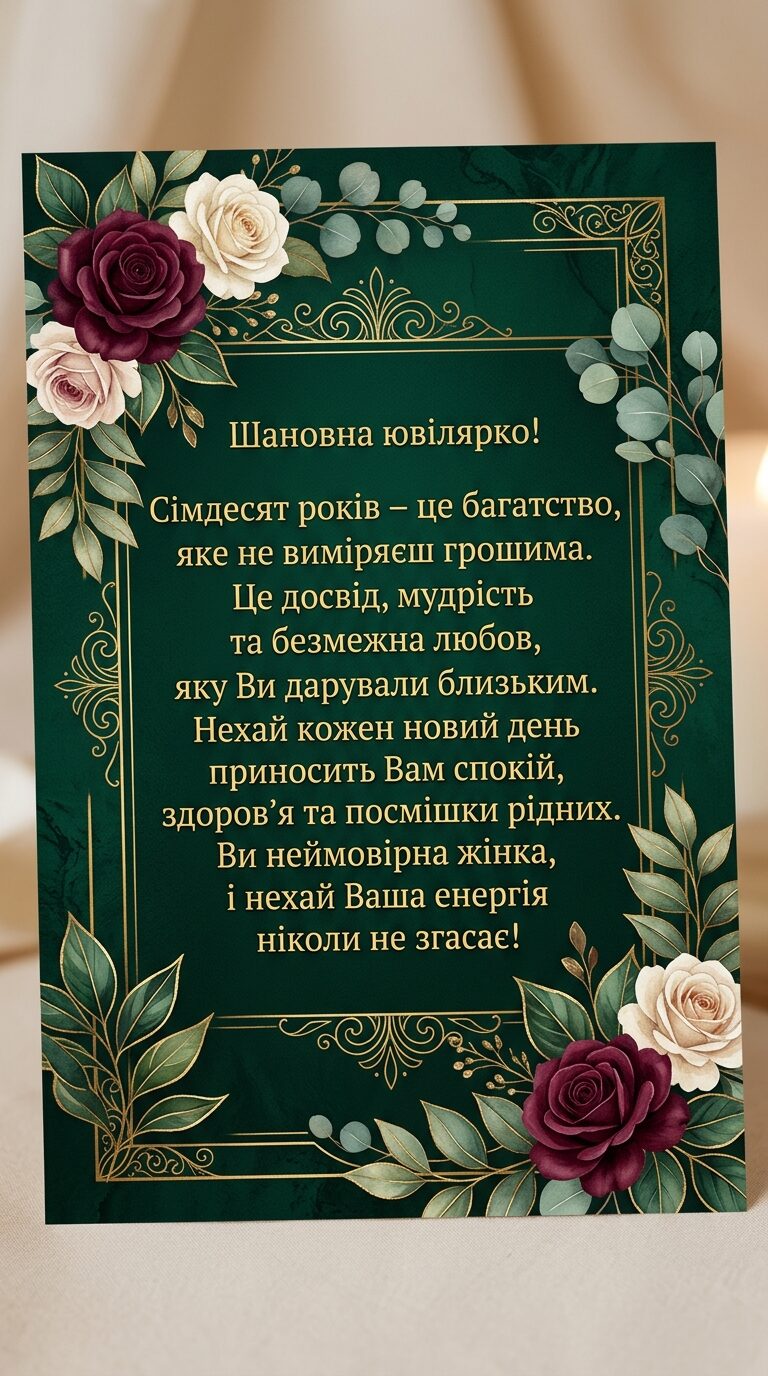 Зворушливі привітання з 70 річним ювілеєм жінці у прозі - картинка