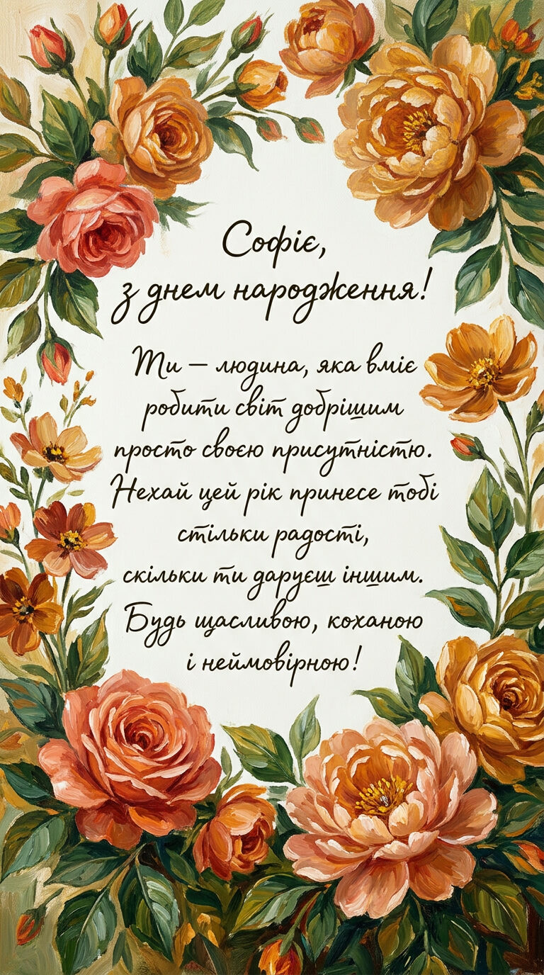 Зворушливі привітання з днем народження Софії своїми словами - картинка