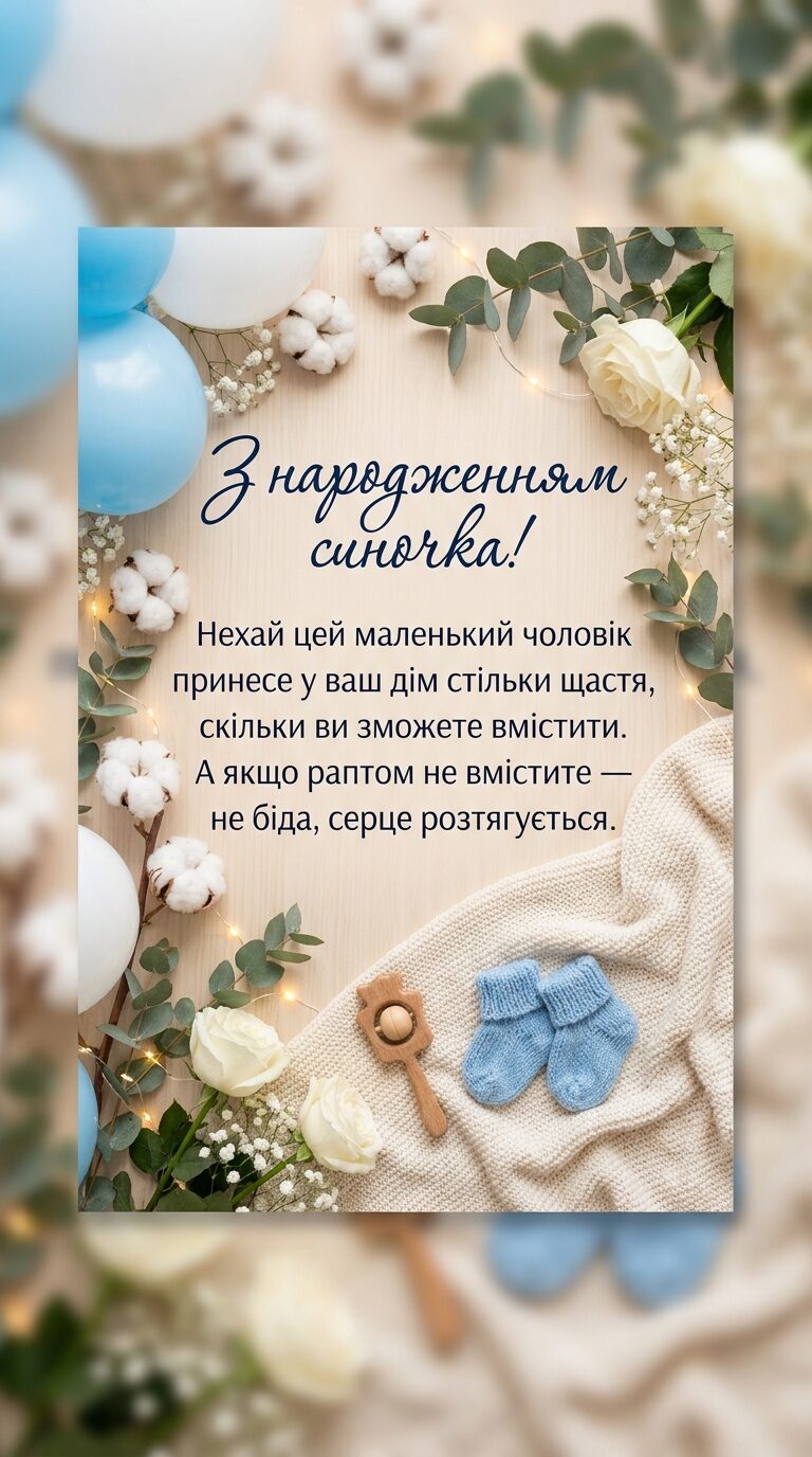 Зворушливі привітання з народженням синочка своїми словами - картинка